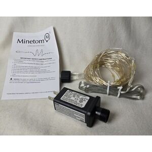 Minetom Fairy Lights Plug in, 33Ft 100 LEDs Waterproof Silver Wire Firefly